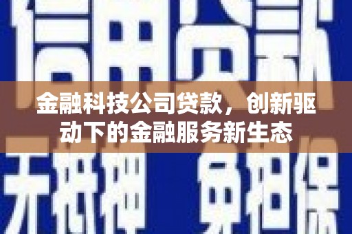 颍上金融科技公司贷款，创新驱动下的金融服务新生态