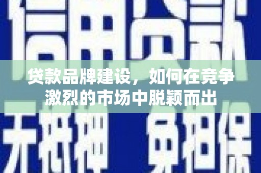 颍上贷款品牌建设，如何在竞争激烈的市场中脱颖而出