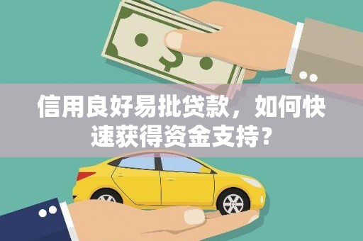 颍上信用良好易批贷款，如何快速获得资金支持？