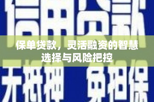 颍上保单贷款，灵活融资的智慧选择与风险把控