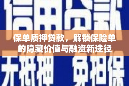 颍上保单质押贷款，解锁保险单的隐藏价值与融资新途径
