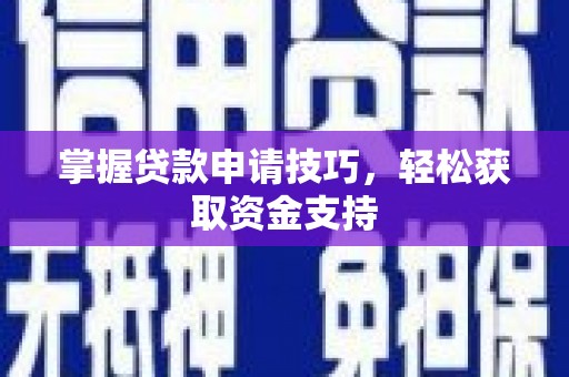 颍上掌握贷款申请技巧，轻松获取资金支持