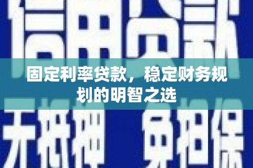 颍上固定利率贷款，稳定财务规划的明智之选