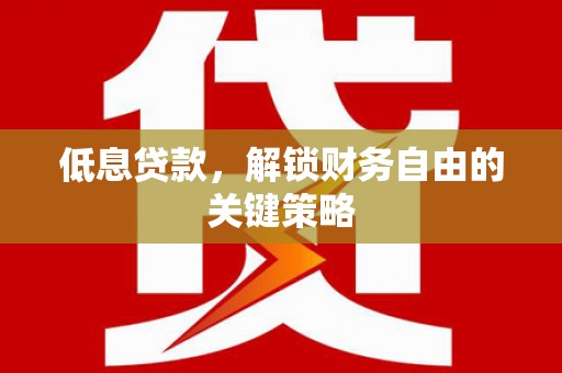 颍上低息贷款，解锁财务自由的关键策略