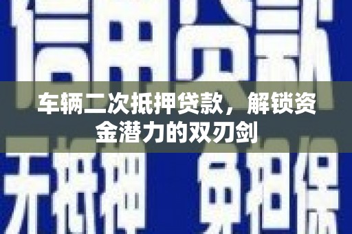 颍上车辆二次抵押贷款，解锁资金潜力的双刃剑