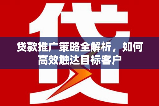 颍上贷款推广策略全解析，如何高效触达目标客户