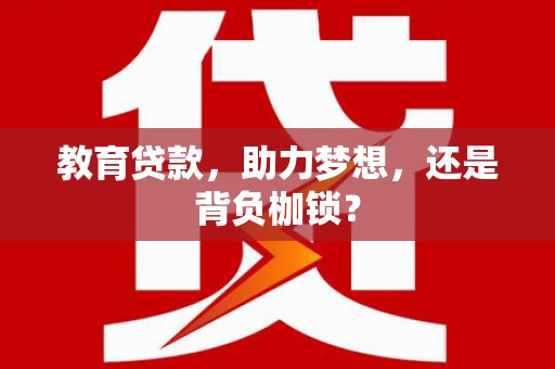 颍上教育贷款，助力梦想，还是背负枷锁？