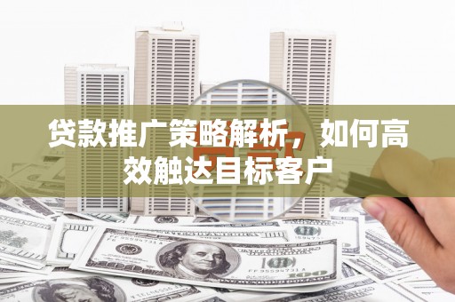 颍上贷款推广策略解析，如何高效触达目标客户