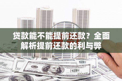 颍上贷款能不能提前还款？全面解析提前还款的利与弊
