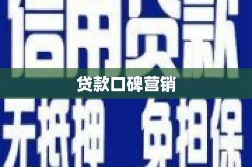 颍上贷款口碑营销