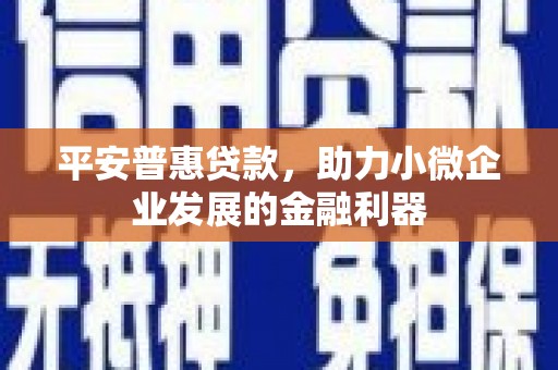 颍上平安普惠贷款，助力小微企业发展的金融利器