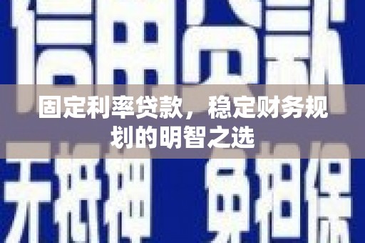 颍上固定利率贷款，稳定财务规划的明智之选